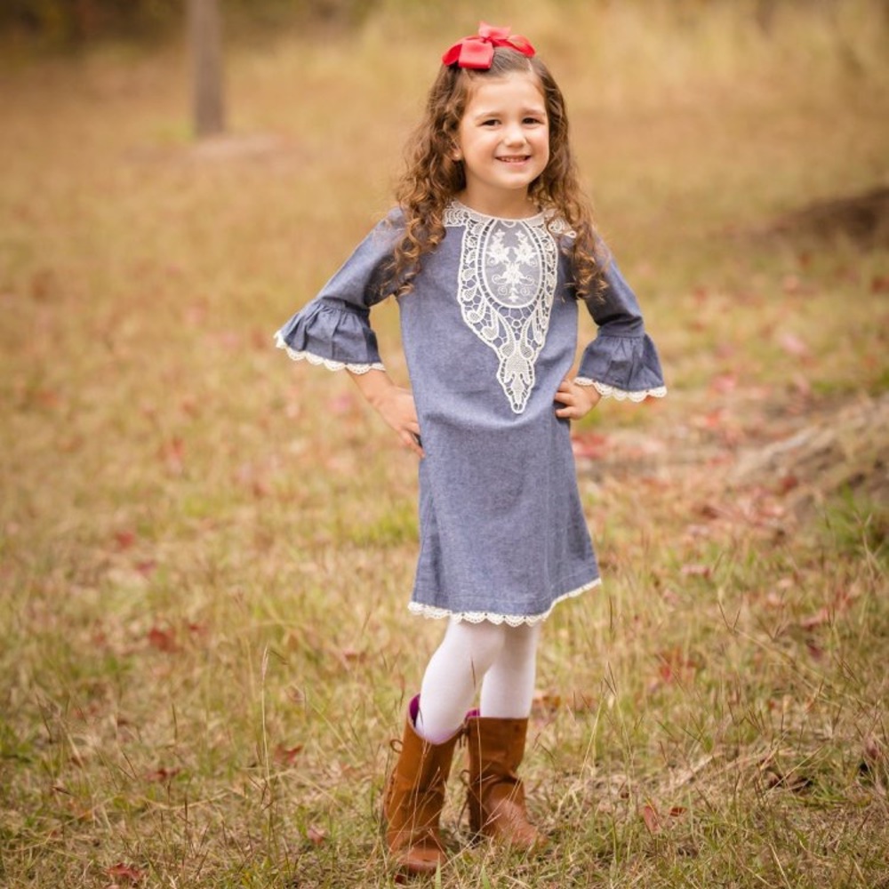 Chambray/lace dress